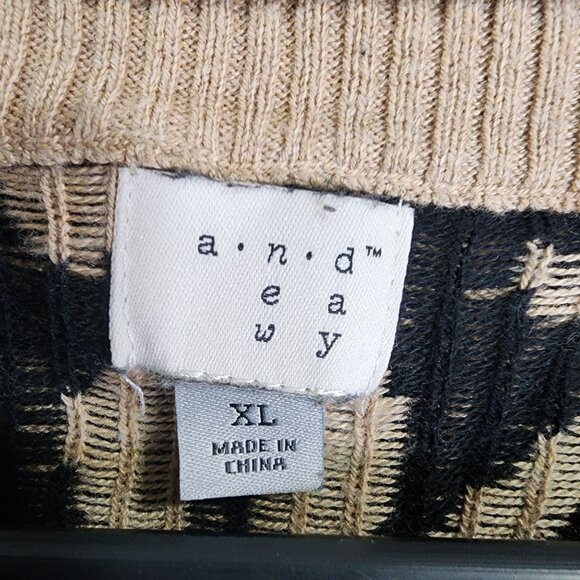 Womens A New Day Sweater Brown & Black Leopard Print Long Sleeve Crew Neck XL - Picture 3 of 8